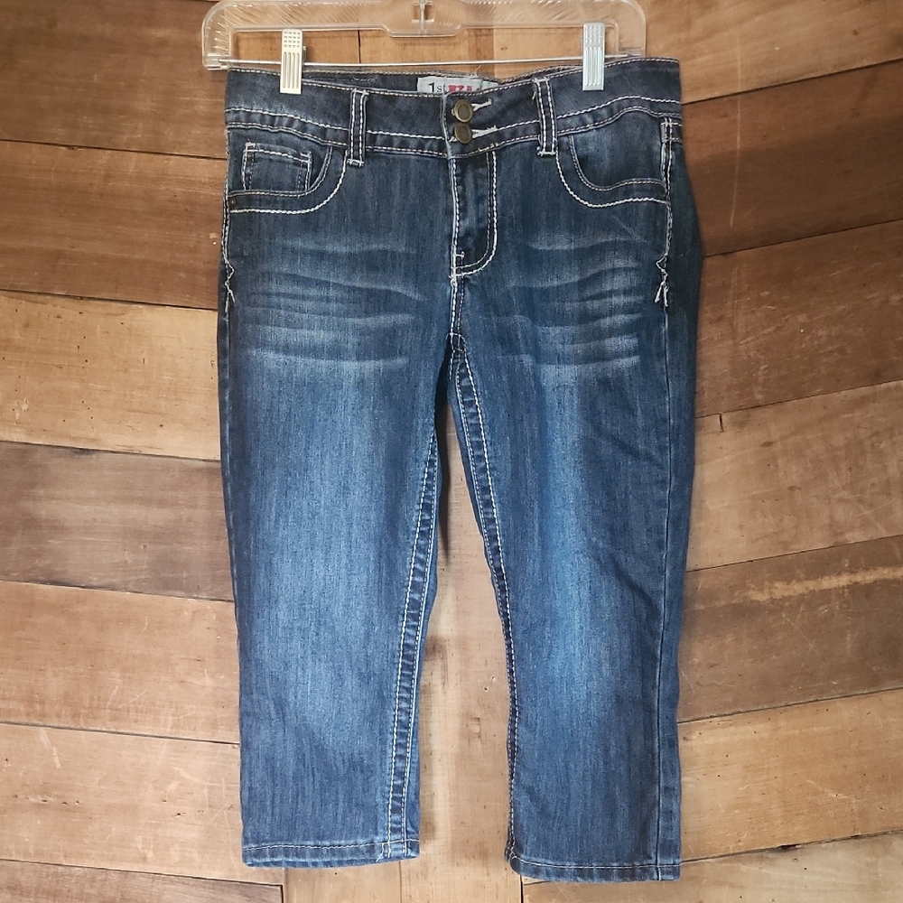 Y2K 1st Kiss Denim Capri Pants